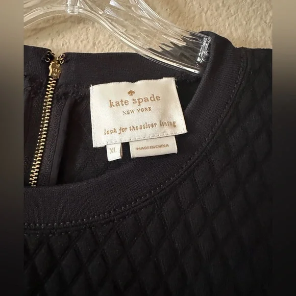 Kate Spade New York Drop Waist Dress Short-Sleeve Ruffle Hem Black Size XL - Picture 3 of 6